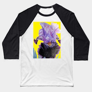 Iris Watercolor Painting - on Yellow Baseball T-Shirt